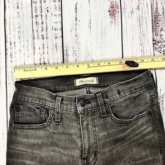 Madewell 9” Mid-Rise Skinny Jeans Size 25 Black Distressed Raw Hem Stretch - Picture 5 of 7